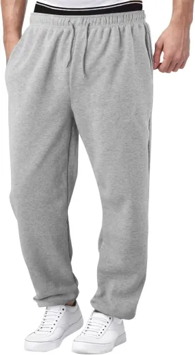 Outdoor Casual Sweatpants for Men Loose Fit Fleece-Lined High Elastic Waisted Plus Size Pants Solid Baggy Comfort Trousers