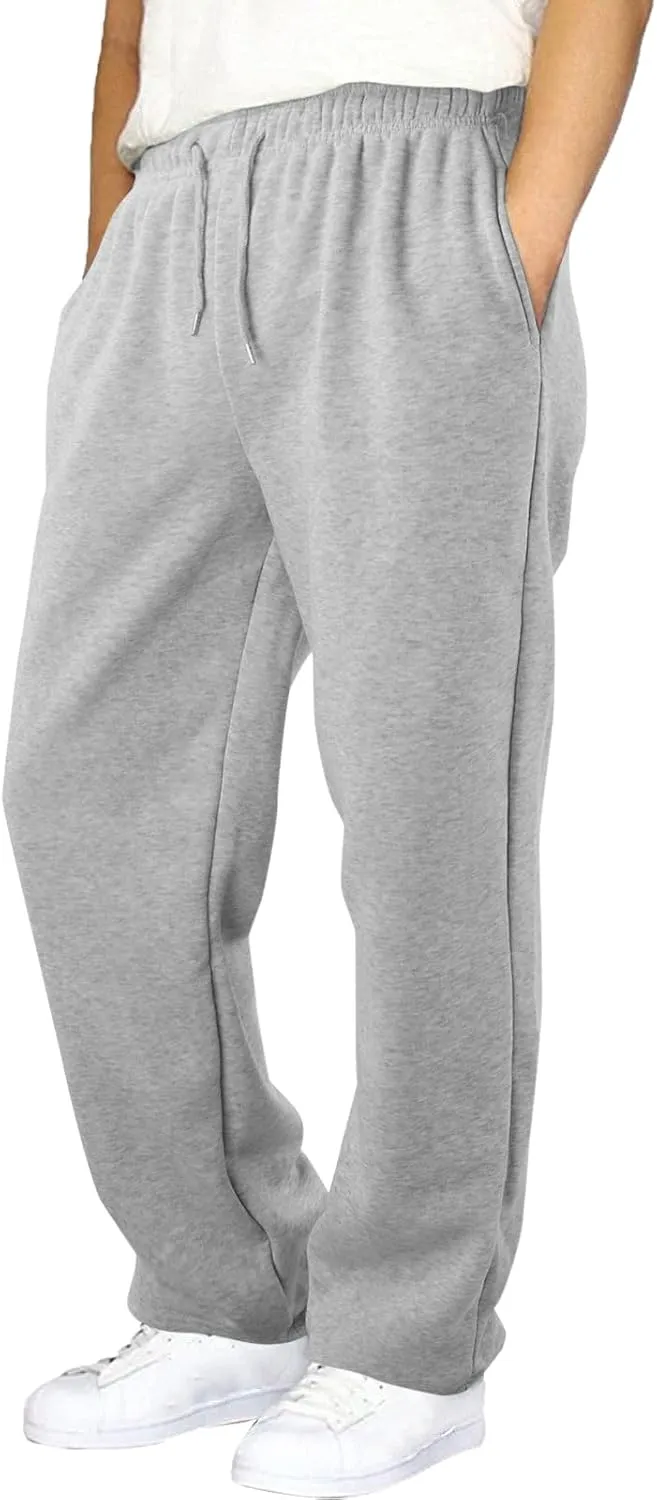 Outdoor Casual Sweatpants for Men Loose Fit Fleece-Lined High Elastic Waisted Plus Size Pants Solid Baggy Comfort Trousers