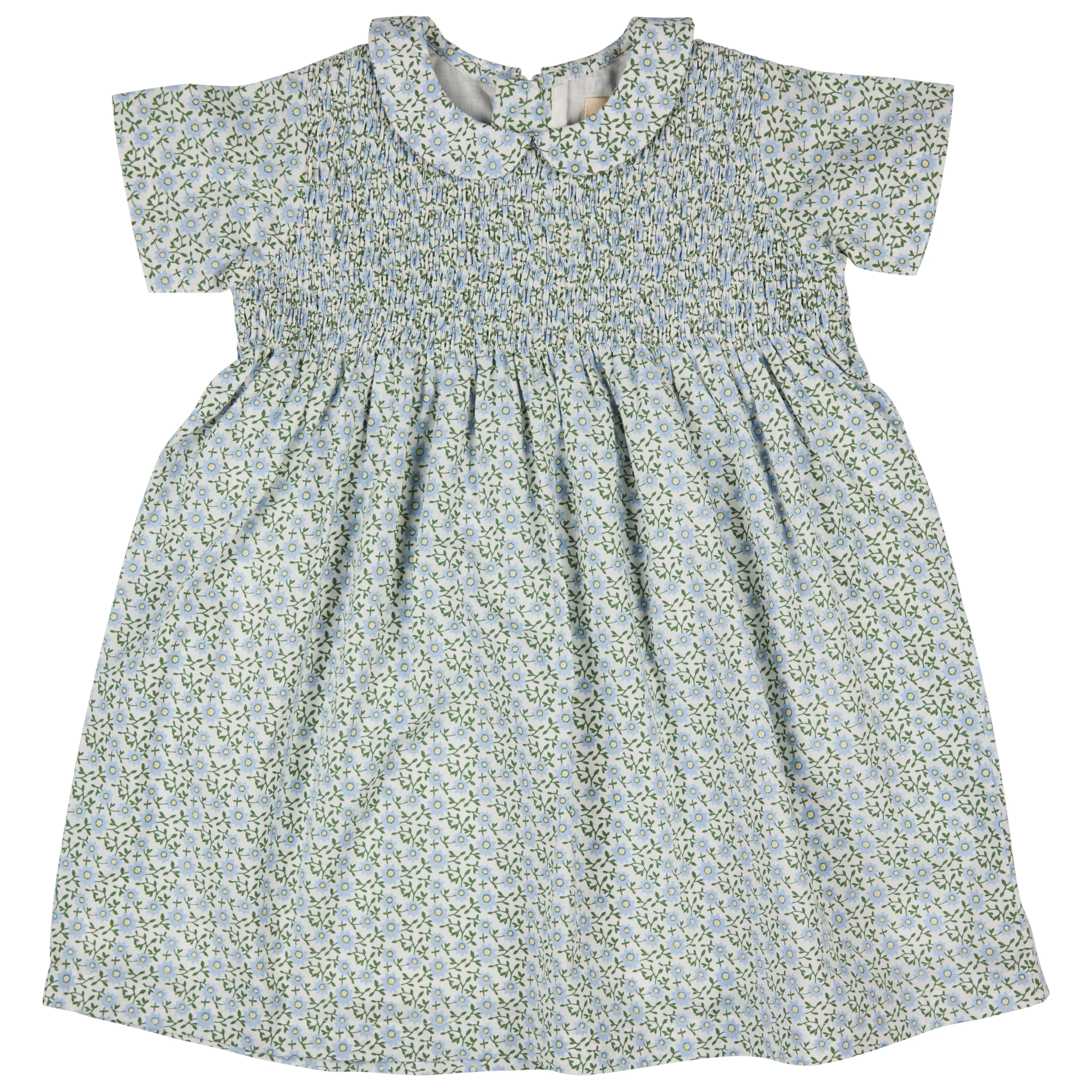 Pigeon Organics - Pale blue Ditsy print smock dress