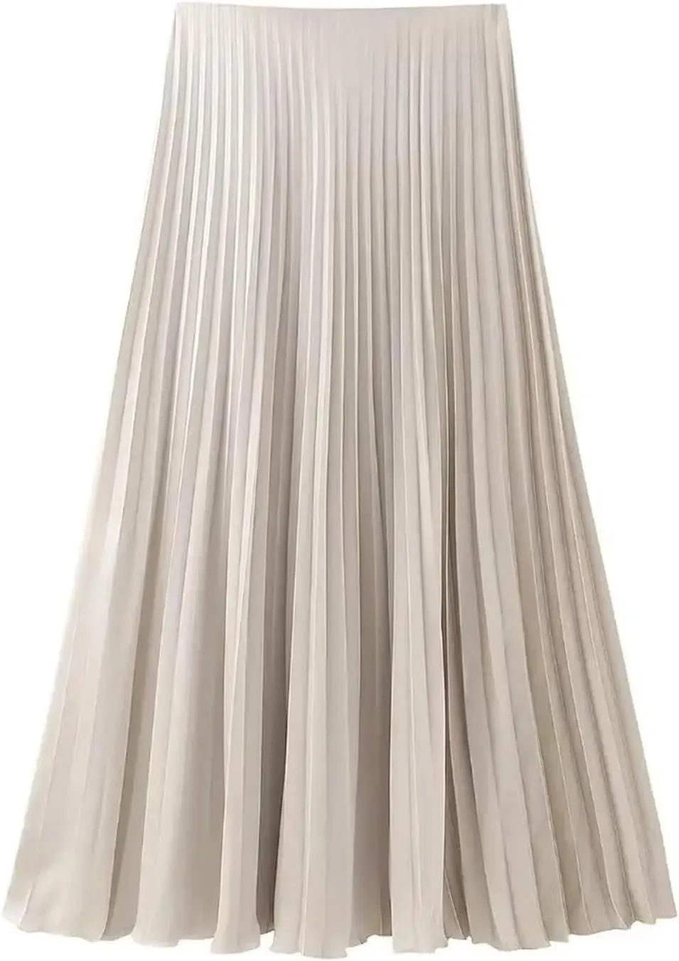 Pleated Long Skirt Woman Satin High Waist Skirt Women Chic Office Midi Skirts for Women Draped Women's Skirts