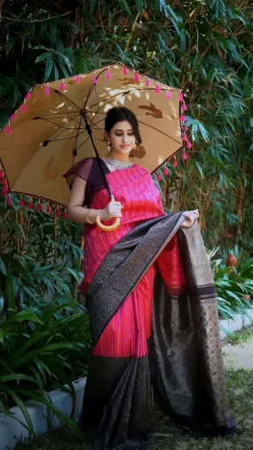 Pretty Dark Pink Soft Silk Saree With Dazzling Blouse Piece