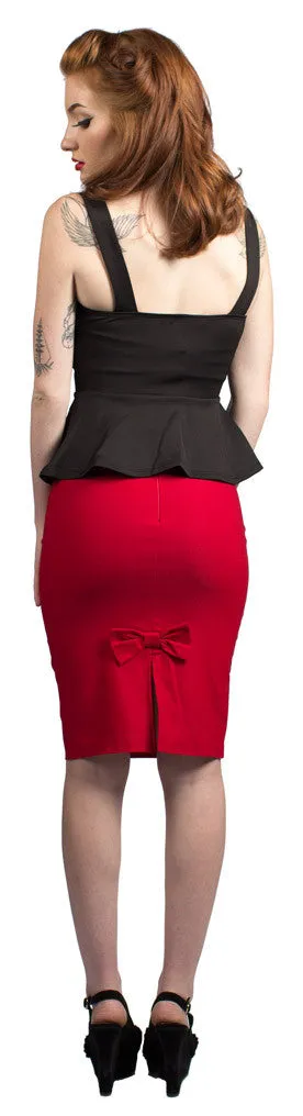 Red Bow Back Pencil Skirt