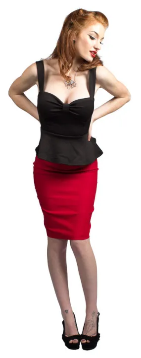 Red Bow Back Pencil Skirt