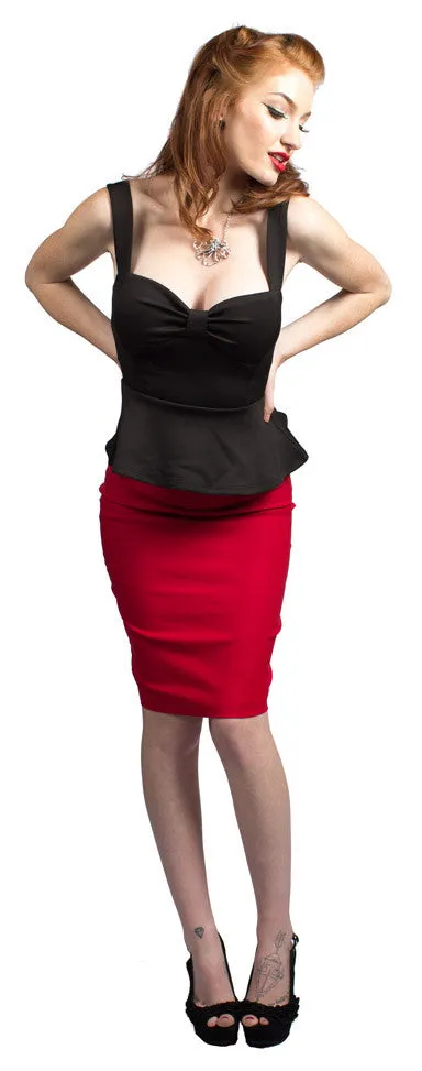 Red Bow Back Pencil Skirt