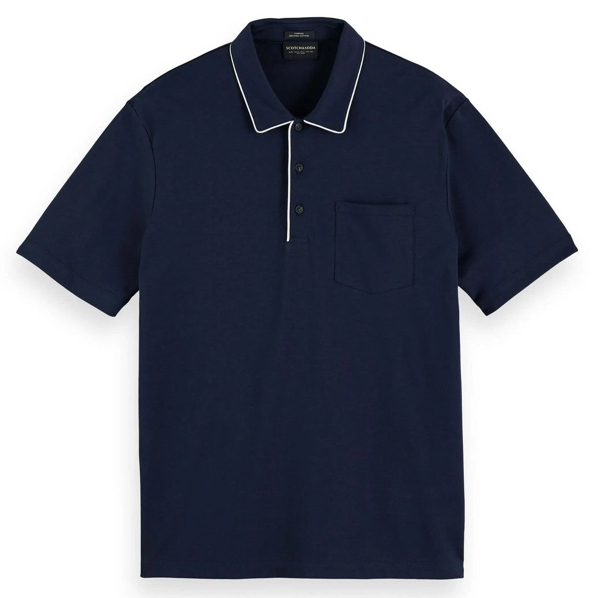 Scotch & Soda Chic Cotton Jersey Polo With Contrast Piping - Night