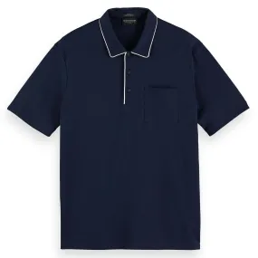 Scotch & Soda Chic Cotton Jersey Polo With Contrast Piping - Night