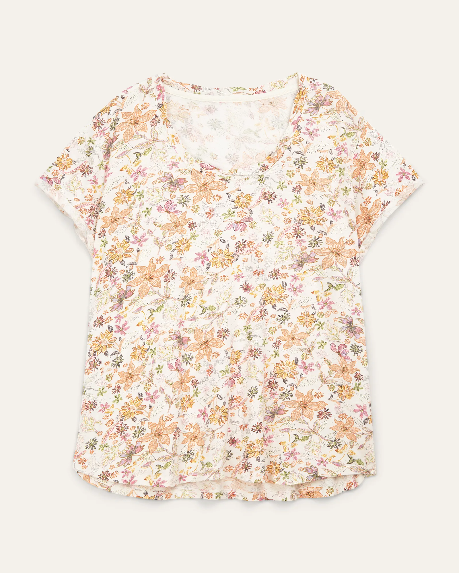 Shannon Floral Cotton Tee | White / Pink
