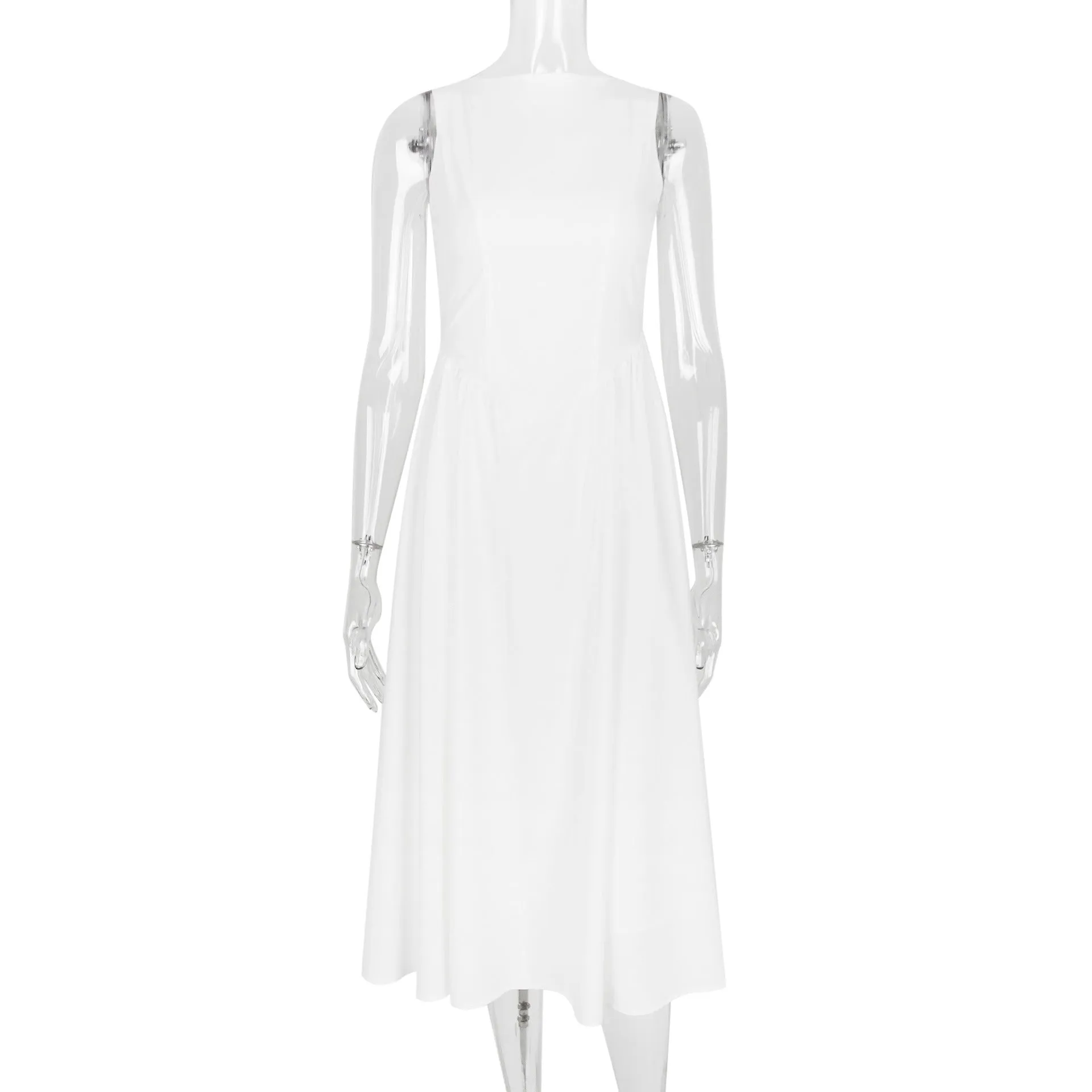 Sleeveless Backless Slim Flare Midi Holiday Dress