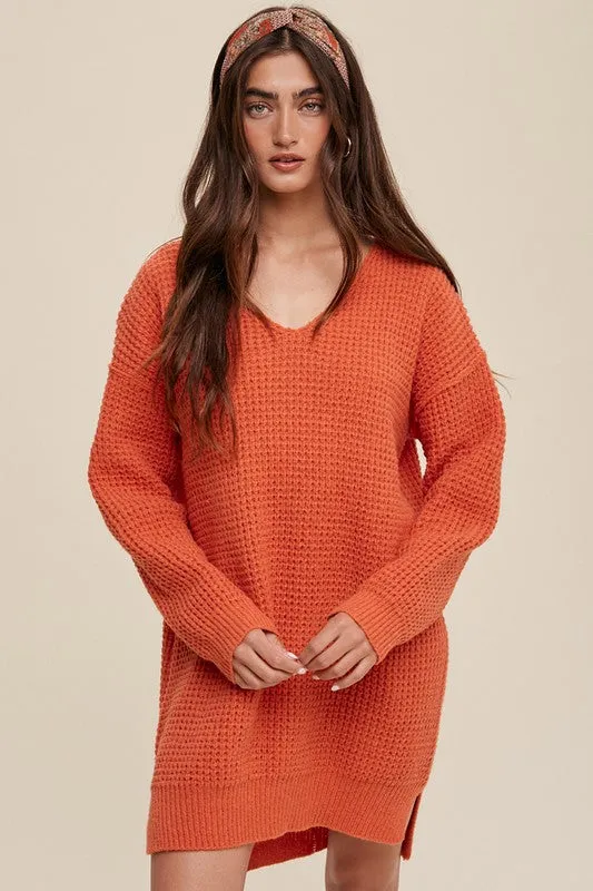 Solid Casual Relaxed Fit Oversized Slouchy V-neck Ribbed Knit Sweater
