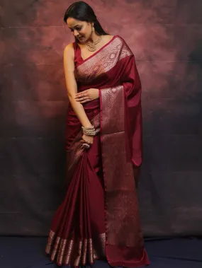 Splendiferous Maroon Soft Silk Saree With Exuberant Blouse Piece
