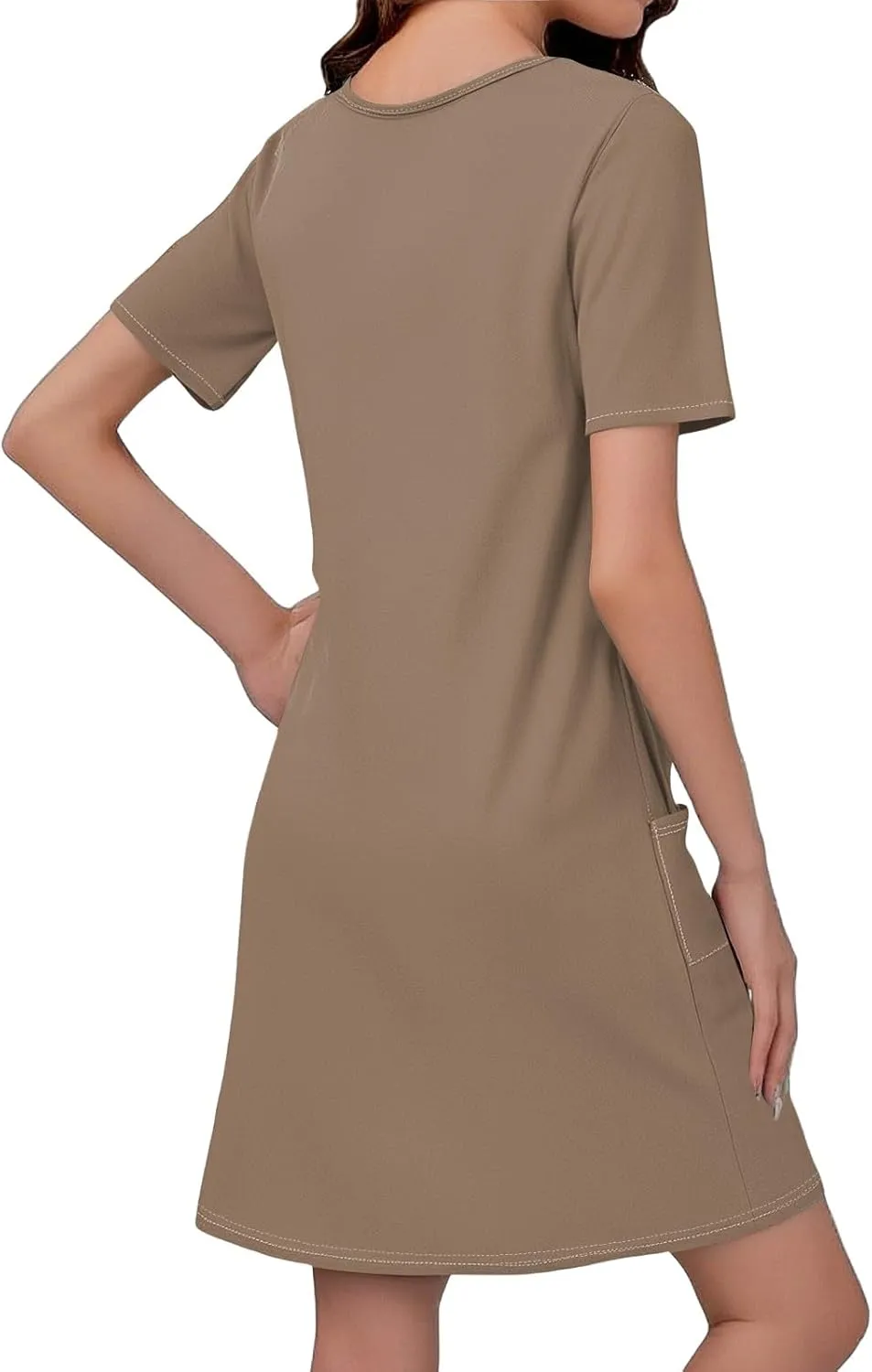 Spring Dresses for Women 2025 Elegant Crewneck Beach Vacation Dress Loose Short Sleeves Print Outfits Basic Dresses