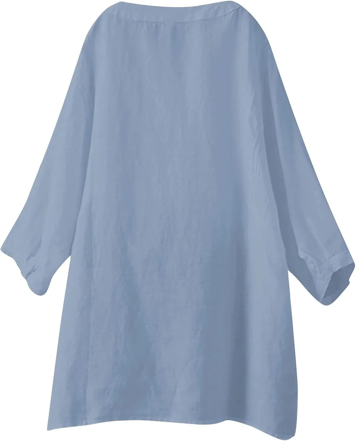Spring Tops for Women Linen Shirt Stand Up Linen Long Sleeved Roll Up Solid Color Button Down Fashion Casual Soft Top