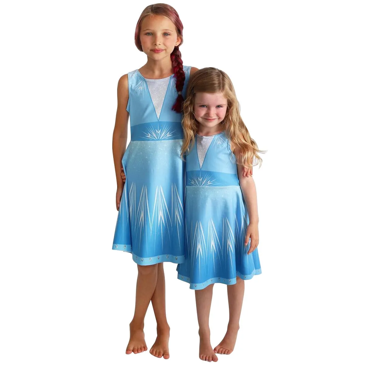 Summer Elsa Sleeveless, One-pieces Anna Elsa Costume Girls Dress, Birthday Party Dress up with Accessories