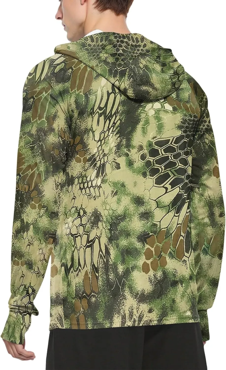 Sun Protection Shirt for Men Ice Silk Camou Long Sleeve Lightweight Breathable Rash Guard SPF/UV Fishing Shirt