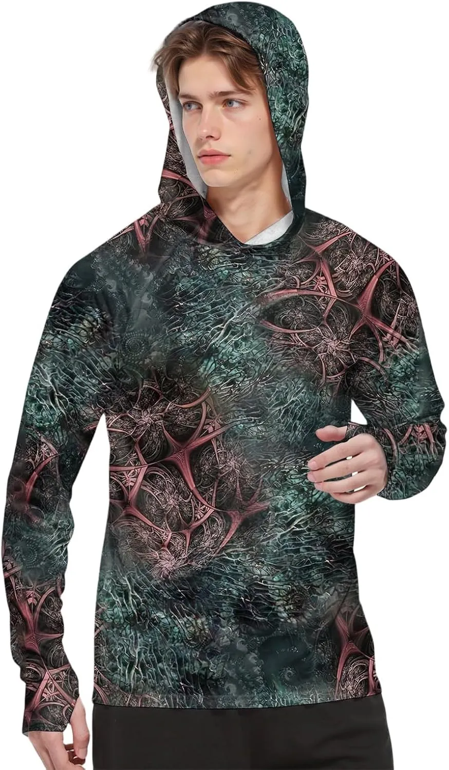 Sun Protection Shirt for Men Ice Silk Camou Long Sleeve Lightweight Breathable Rash Guard SPF/UV Fishing Shirt
