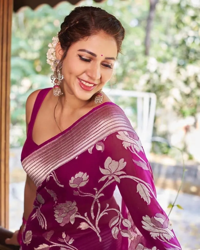 Susurrous Purple Soft Silk Saree With Scintilla Blouse Piece