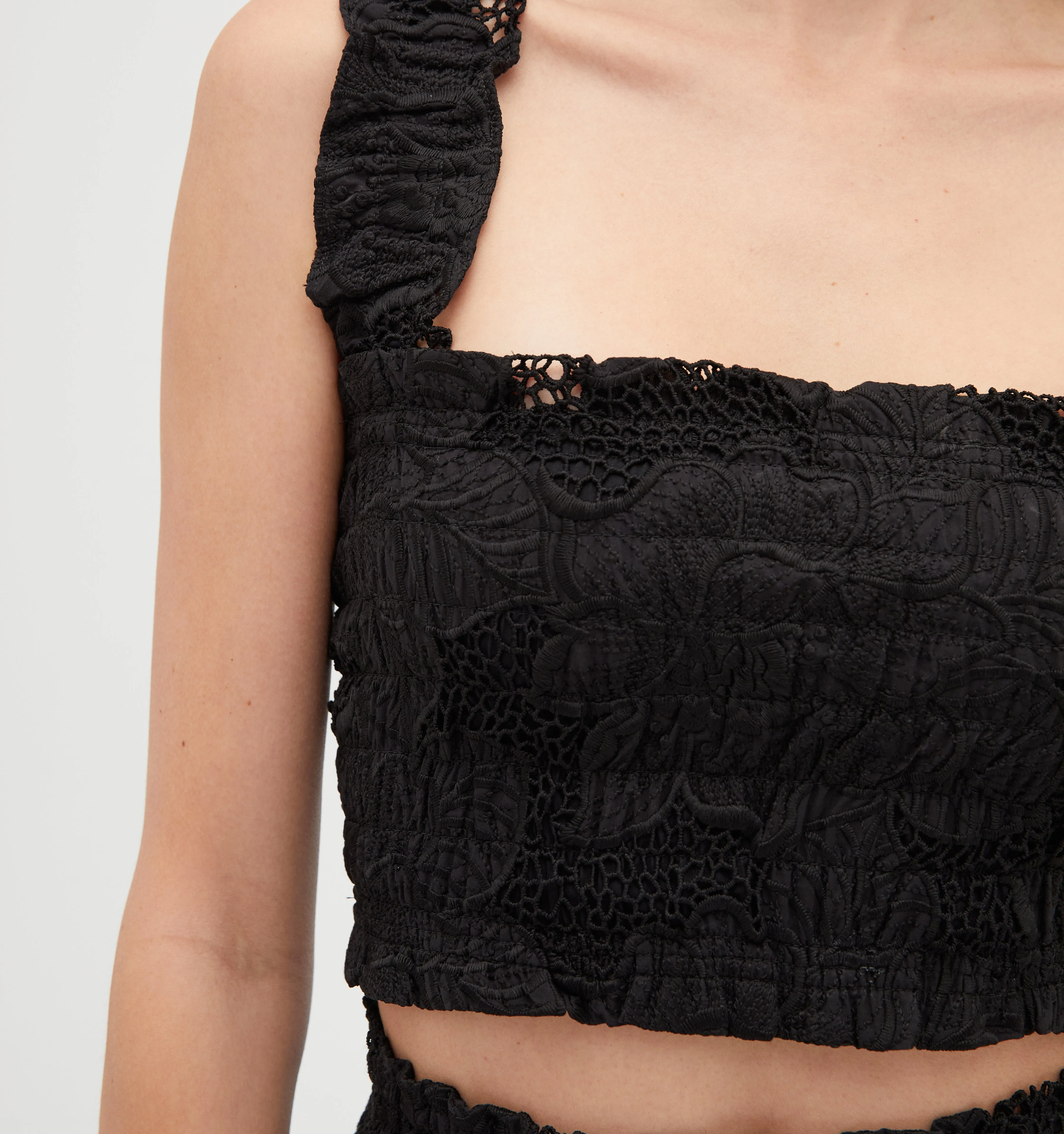 The Azalea Nap Top - Black Floral Lace