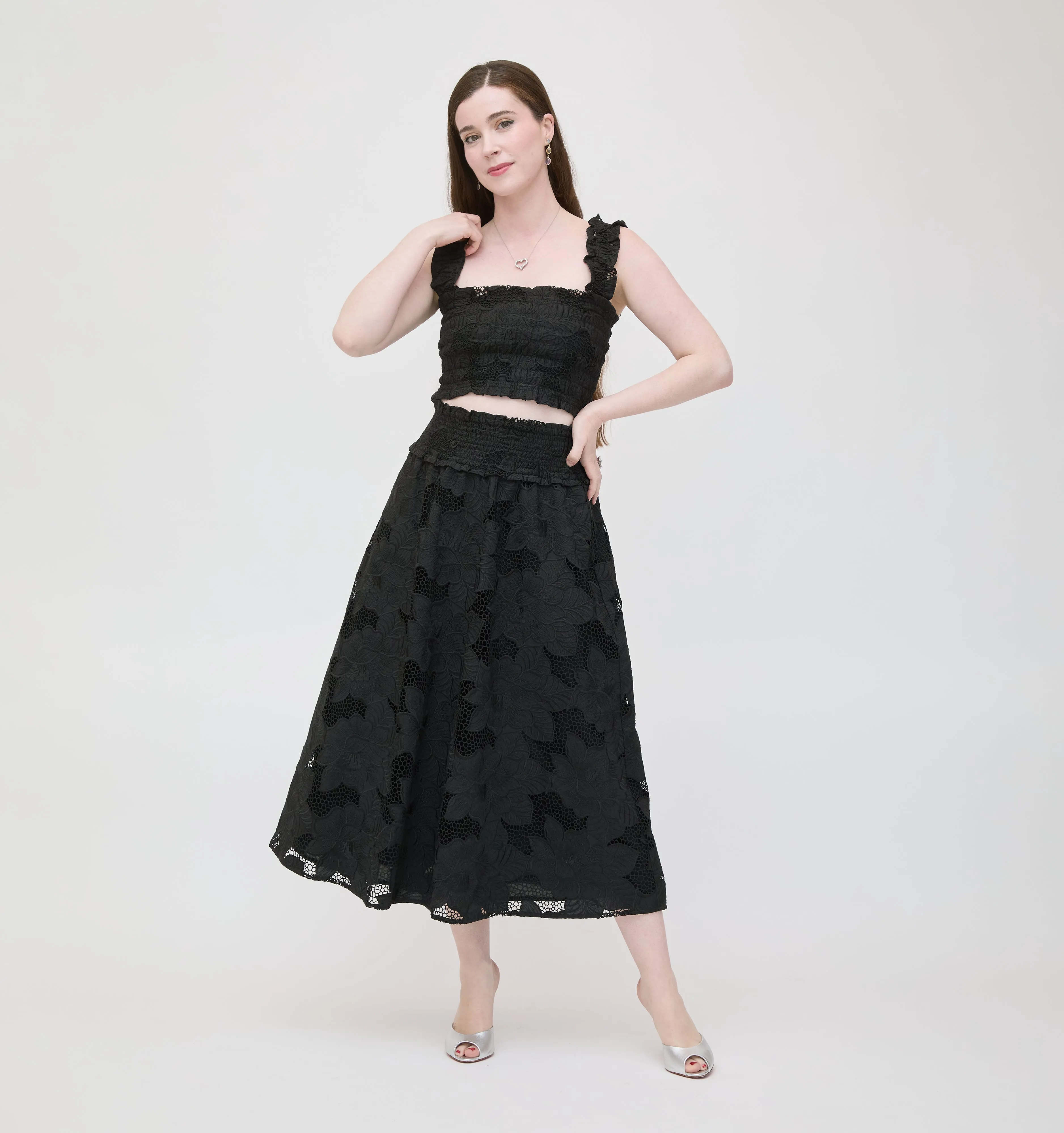 The Azalea Nap Top - Black Floral Lace