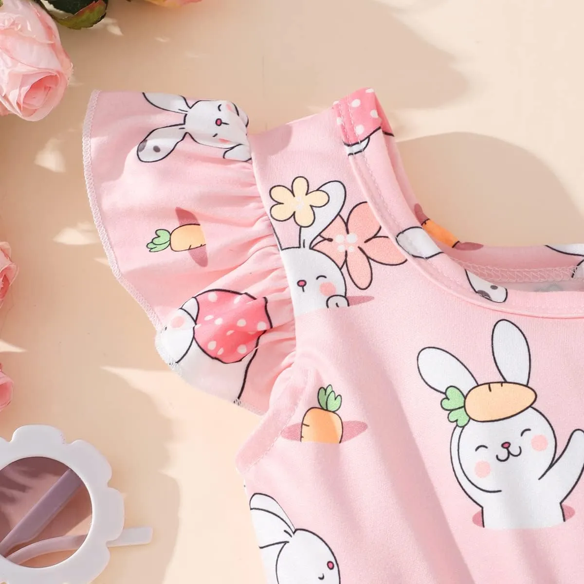 Toddler Girl Dresses Flutter Sleeve Summer Clothes School Outfit Girls Casual Swing Ruffle Dress 1-7 Years