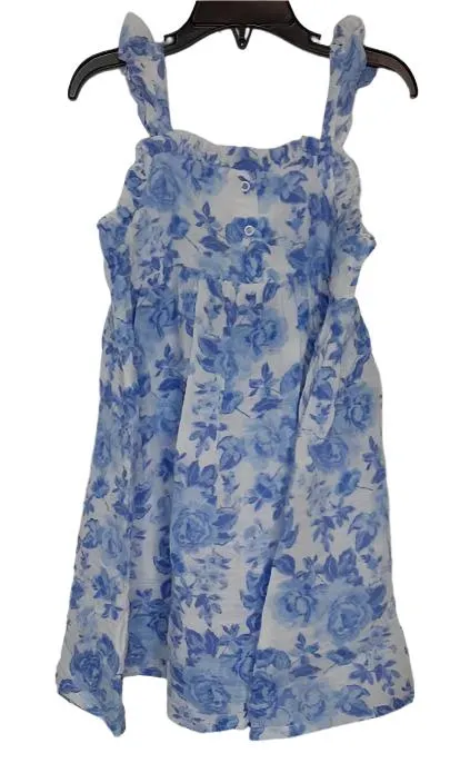 Toddler Sundress - Roses in Blue - Ruffle dress - 571-S24