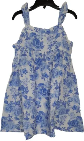 Toddler Sundress - Roses in Blue - Ruffle dress - 571-S24