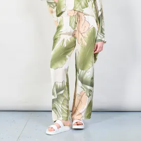Tropical leaf print wide-leg trousers wholesale