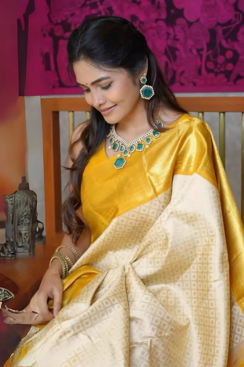 Twirling Beige Soft Silk Saree With Attractive Blouse Piece