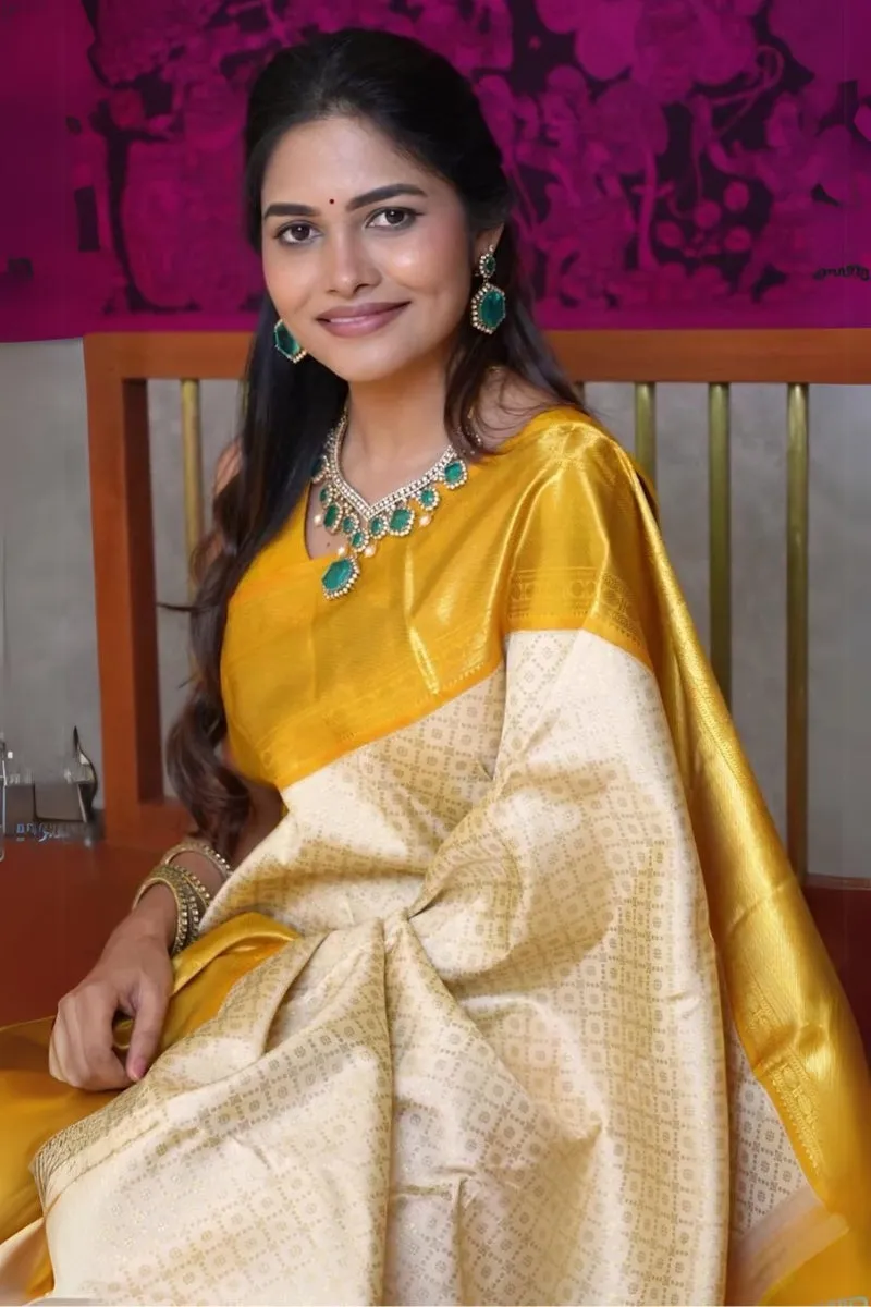 Twirling Beige Soft Silk Saree With Attractive Blouse Piece