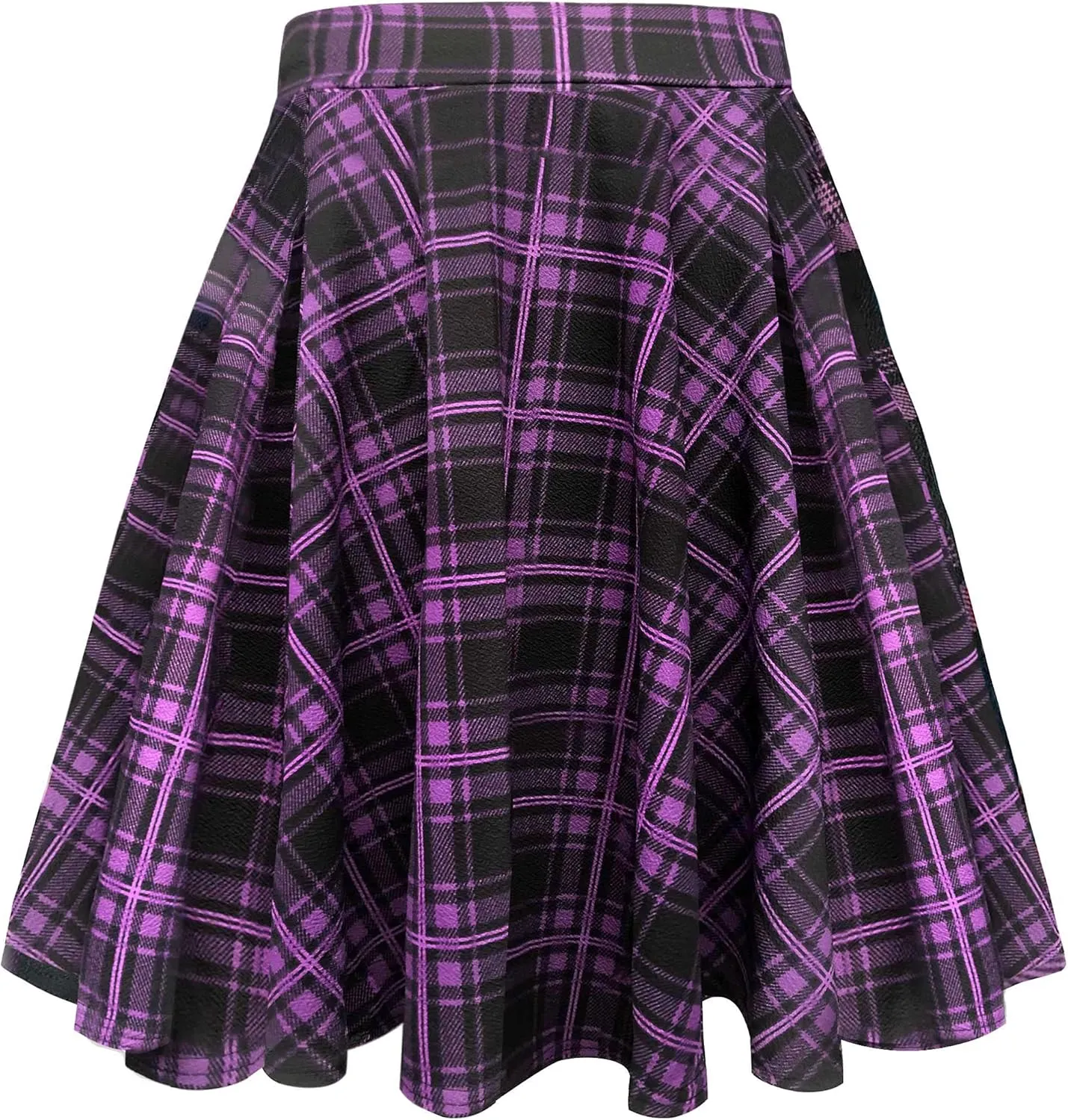 Urban CoCo Women's Basic Midi Skirt Versatile Stretchy Flared Casual High Waisted Skirt