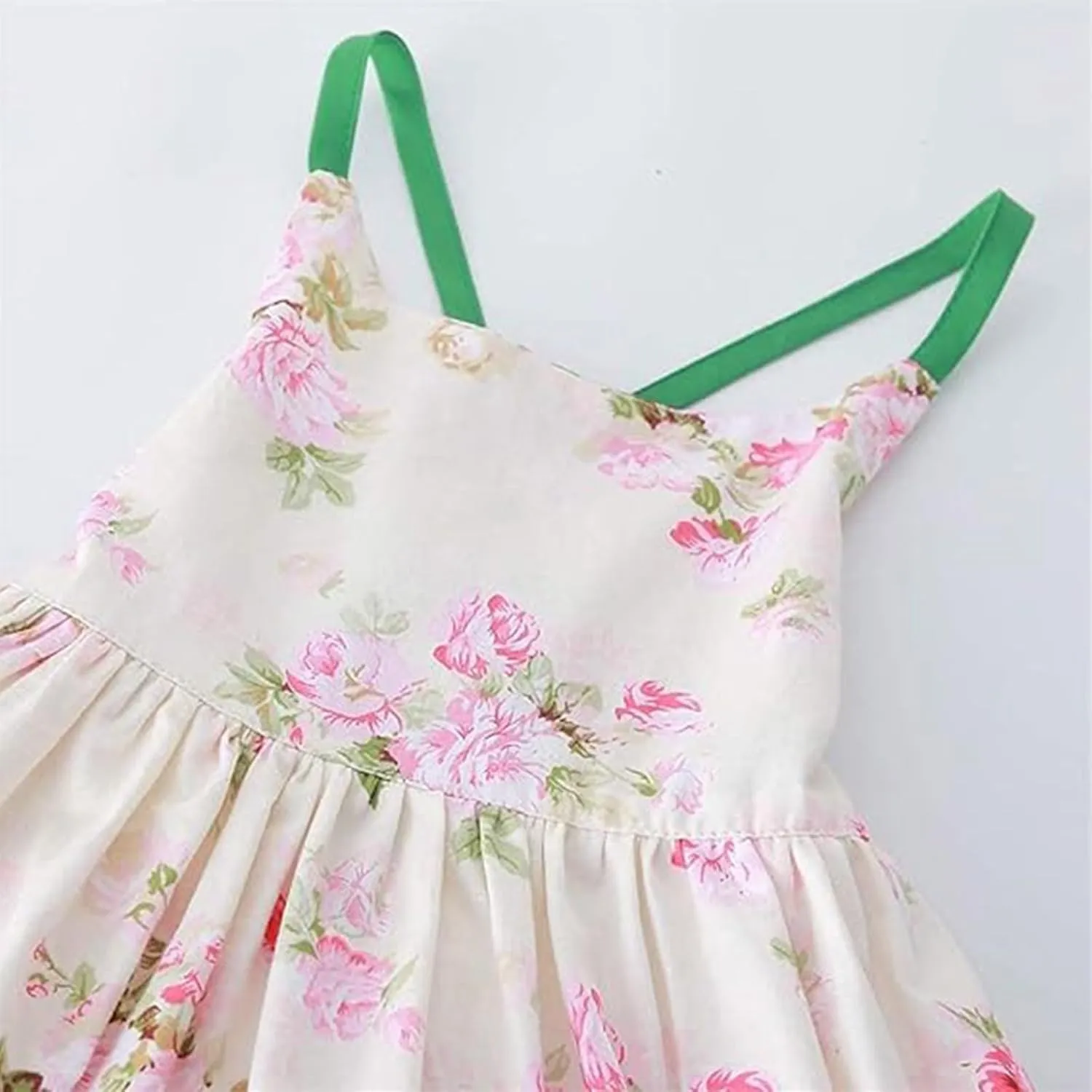 Vintage Floral Girls Dress Summer Casual Cotton Baby Dress