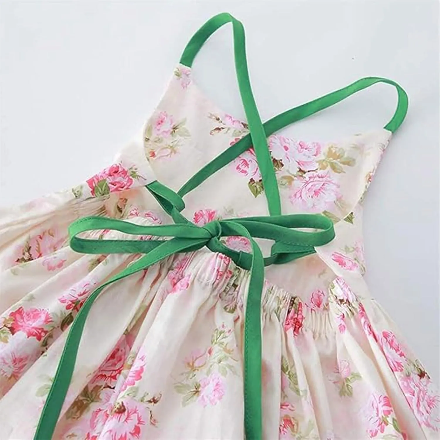 Vintage Floral Girls Dress Summer Casual Cotton Baby Dress