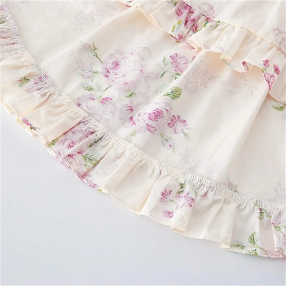 Vintage Floral Girls Dress Summer Casual Cotton Baby Dress