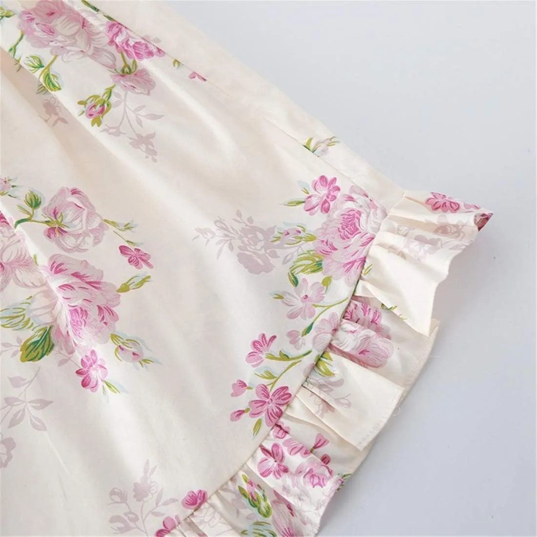 Vintage Floral Girls Dress Summer Casual Cotton Baby Dress