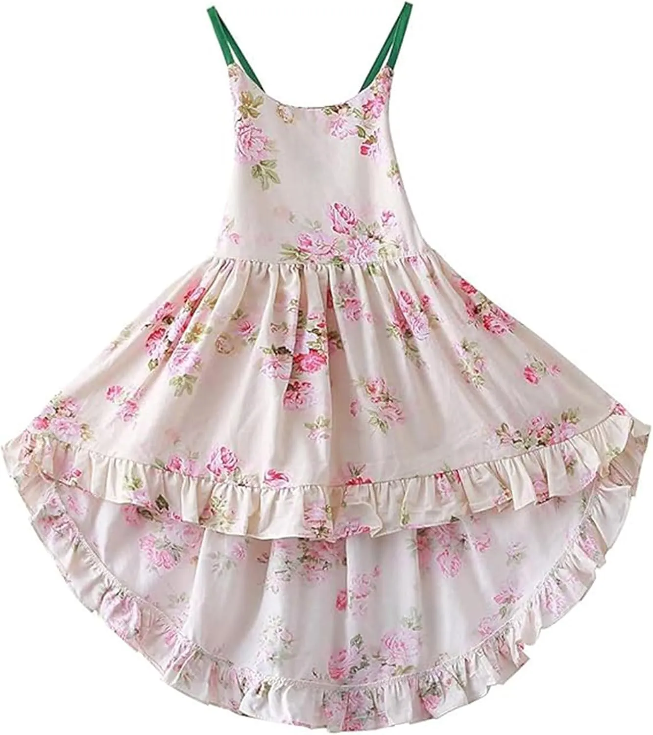 Vintage Floral Girls Dress Summer Casual Cotton Baby Dress