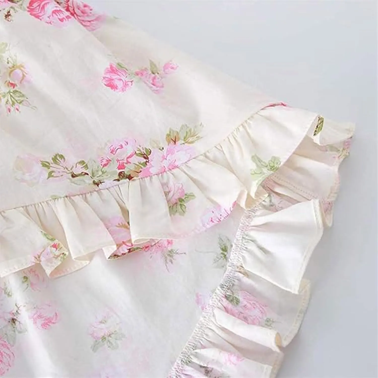 Vintage Floral Girls Dress Summer Casual Cotton Baby Dress