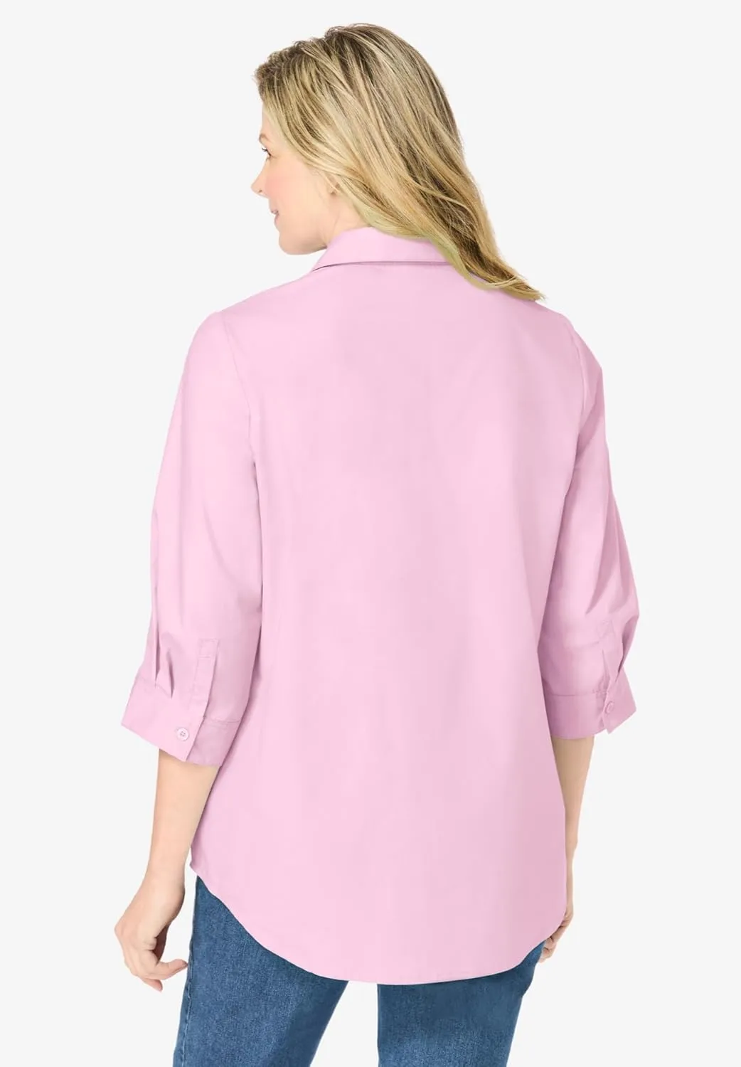 Woman Within Women's Plus Size Perfect Three Quarter Sleeve Shirt