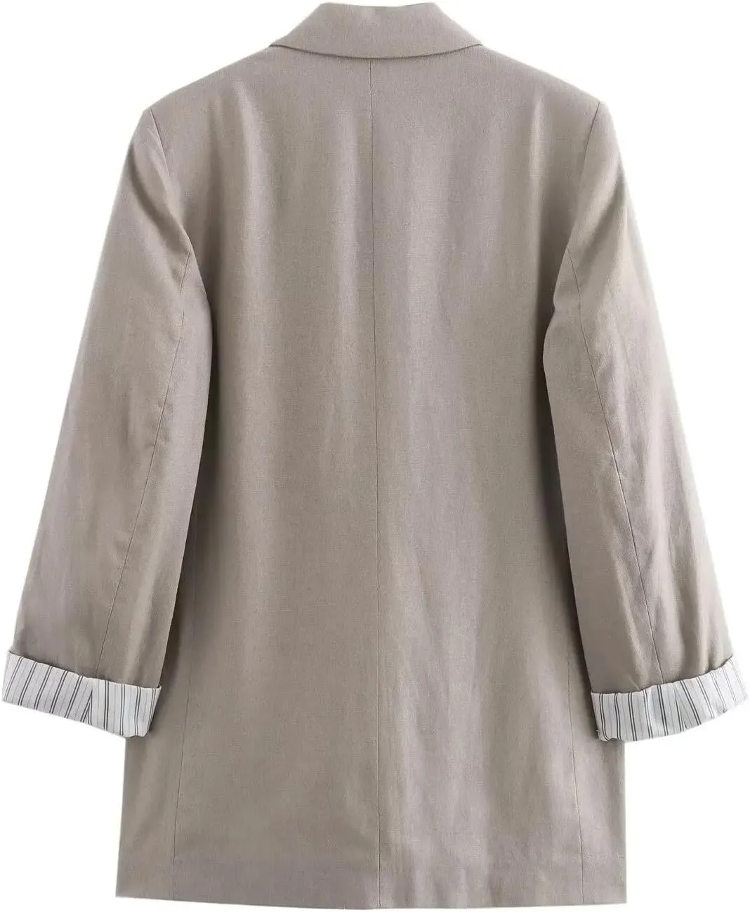 Women Faux Linen Colorful Chic Blazer Roll-Up Long Sleeve Office Business Party Host Suit Outwear