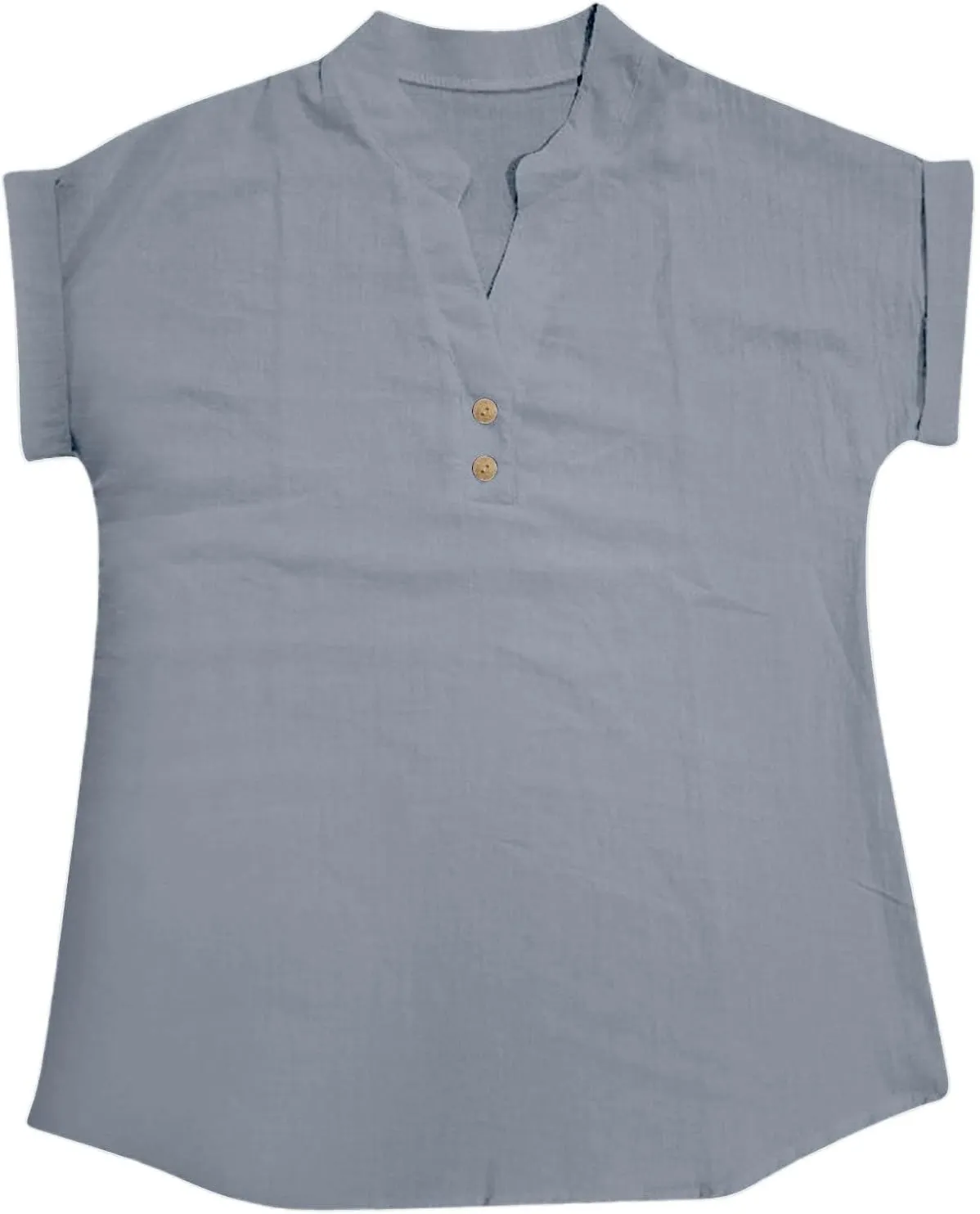 Women Short Sleeve Linen Shirt Casual Crewneck Soft T-Shirt Floral Loose Fit Summer Tee Shirts