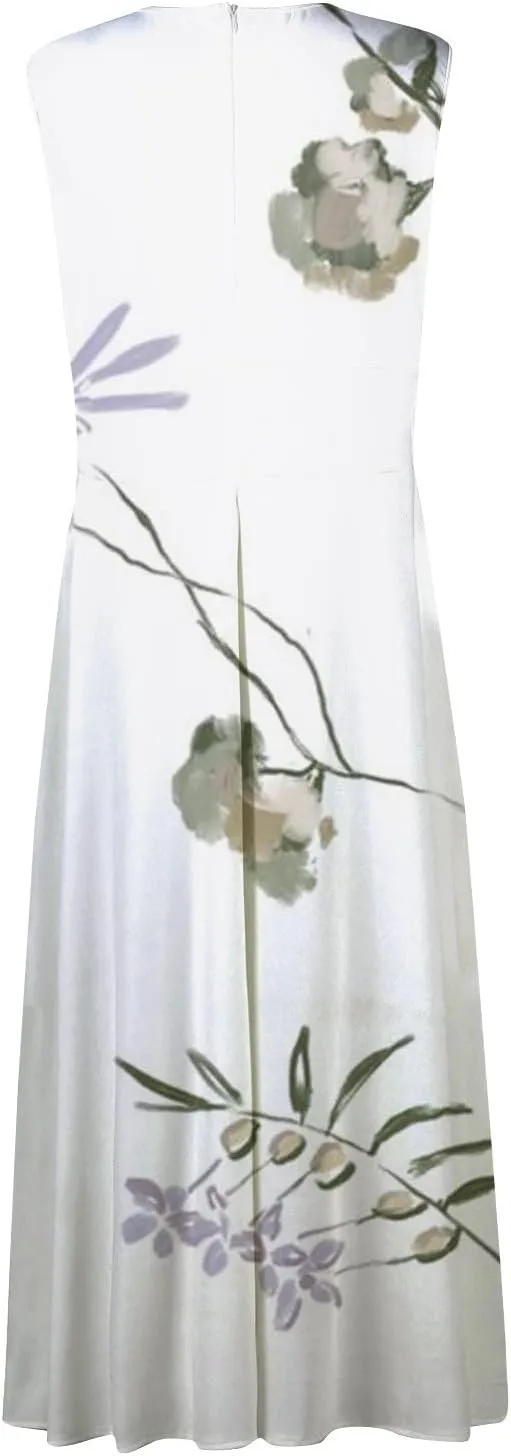 Womens Dresses Flowy Ruched Floral Print Boho Dress Wrap V Neck Sleeveless Sundress Elegant Beach Dresses
