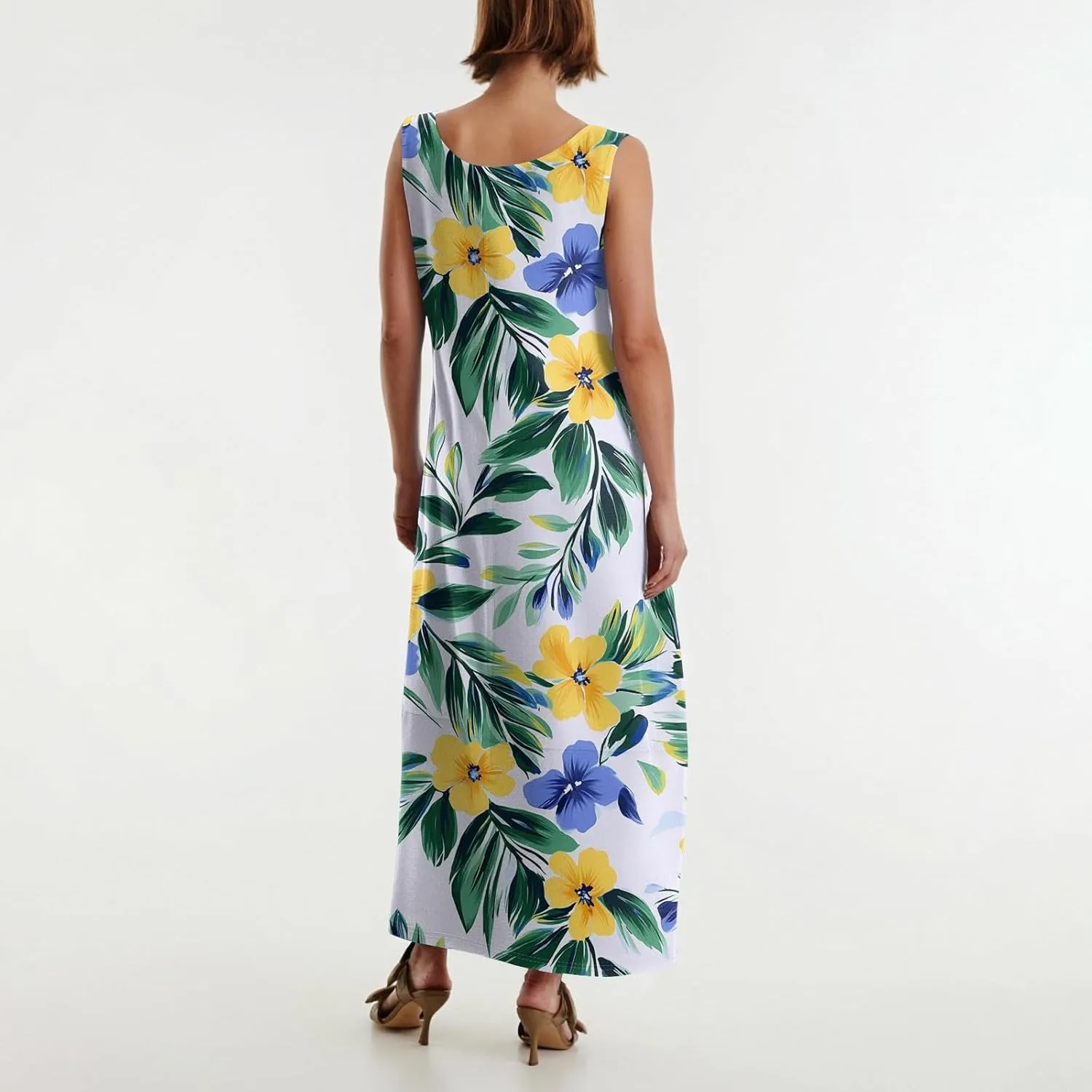 Women's Maxi Sundress 2025 Casual Summer Beach Dress Trendy Sleeveless Loose Tank Dresses Scoop Neck with Pockets