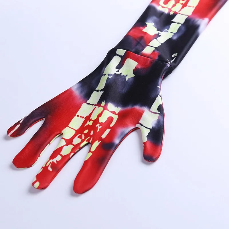 Women's Printed Ruched Skinny Mini Dress With Gloves