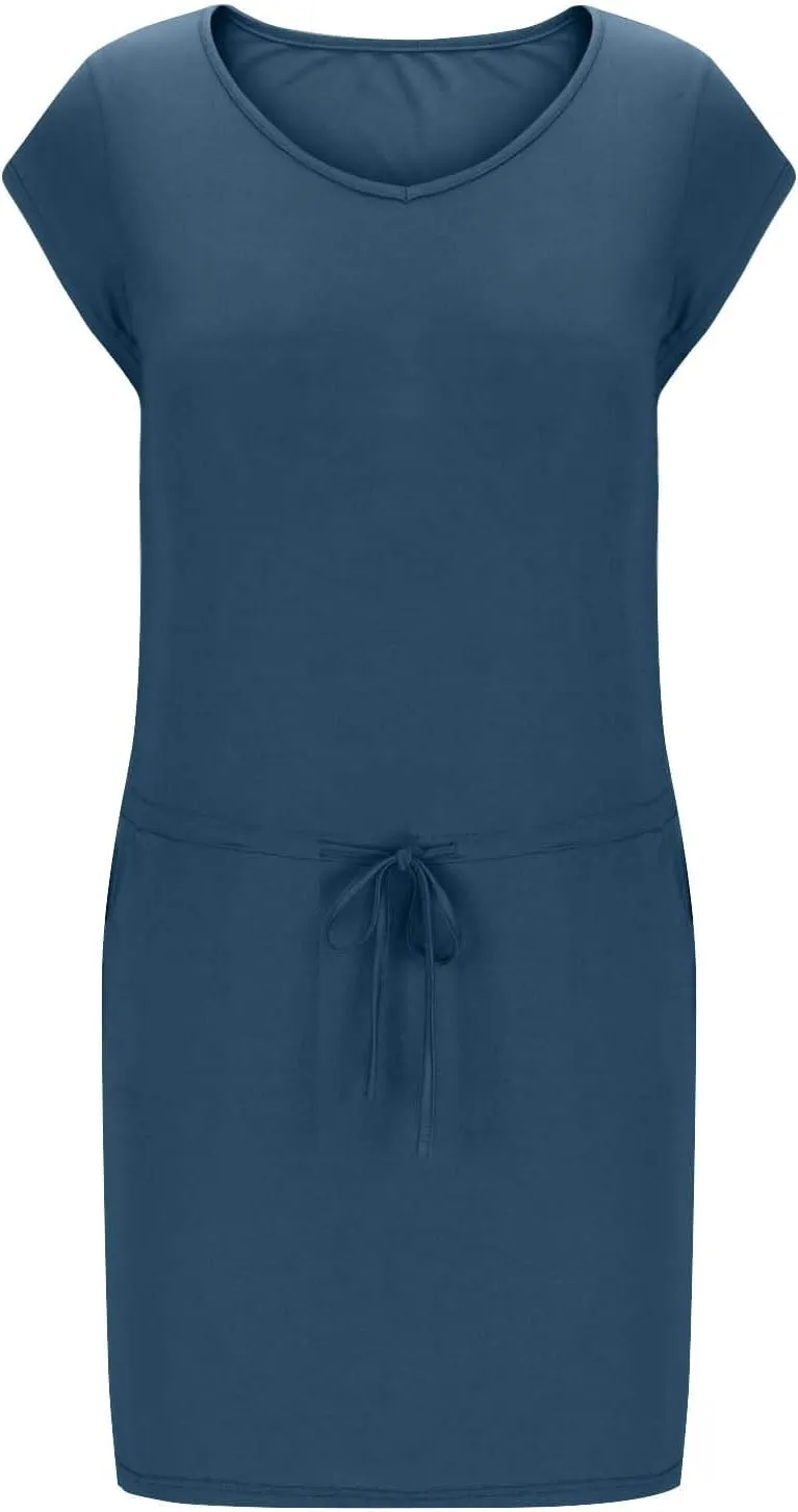 Women's Short Sleeve V-Neck Sundress Simple Solid Color Vacation Short Dresses Comfortable Casual Outfit
