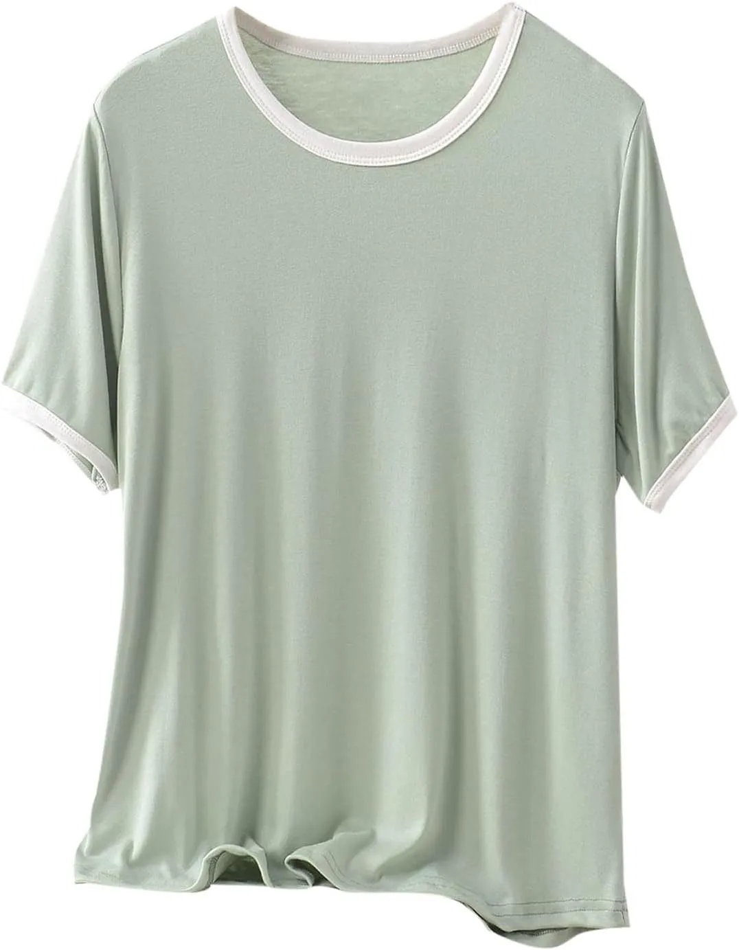 Women's Sleep T-Shirt 2025 Summer Short Sleeve Lounge Pajamas Shirts Crewneck Loose Casual Solid Soft Modal Tee Top