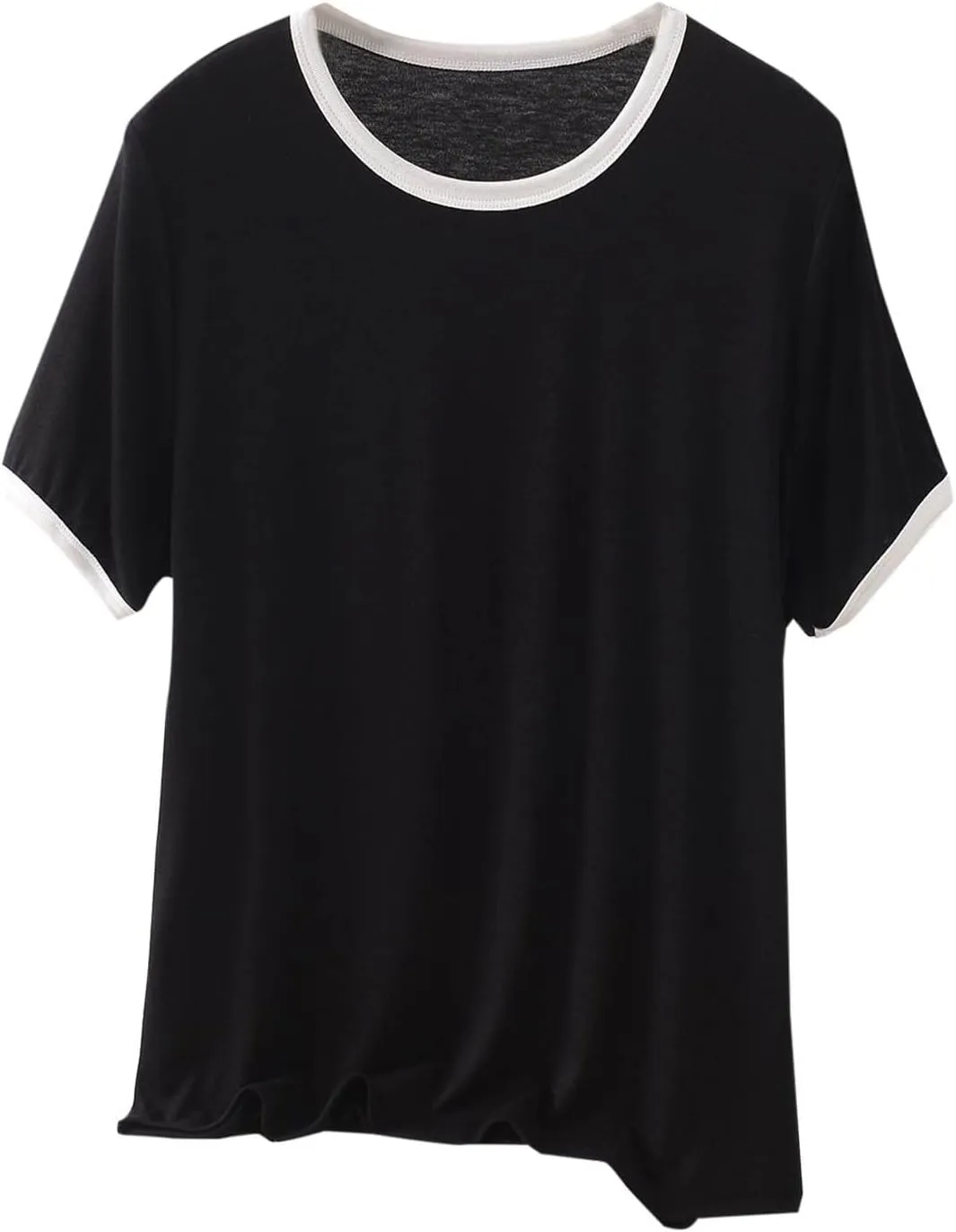 Women's Sleep T-Shirt 2025 Summer Short Sleeve Lounge Pajamas Shirts Crewneck Loose Casual Solid Soft Modal Tee Top
