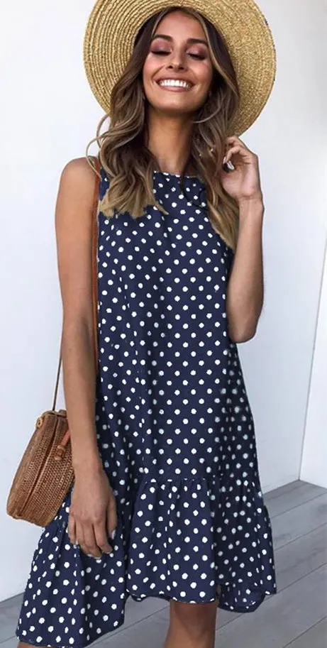 Women's Summer Casual Sleeveless Beach Mini Dress