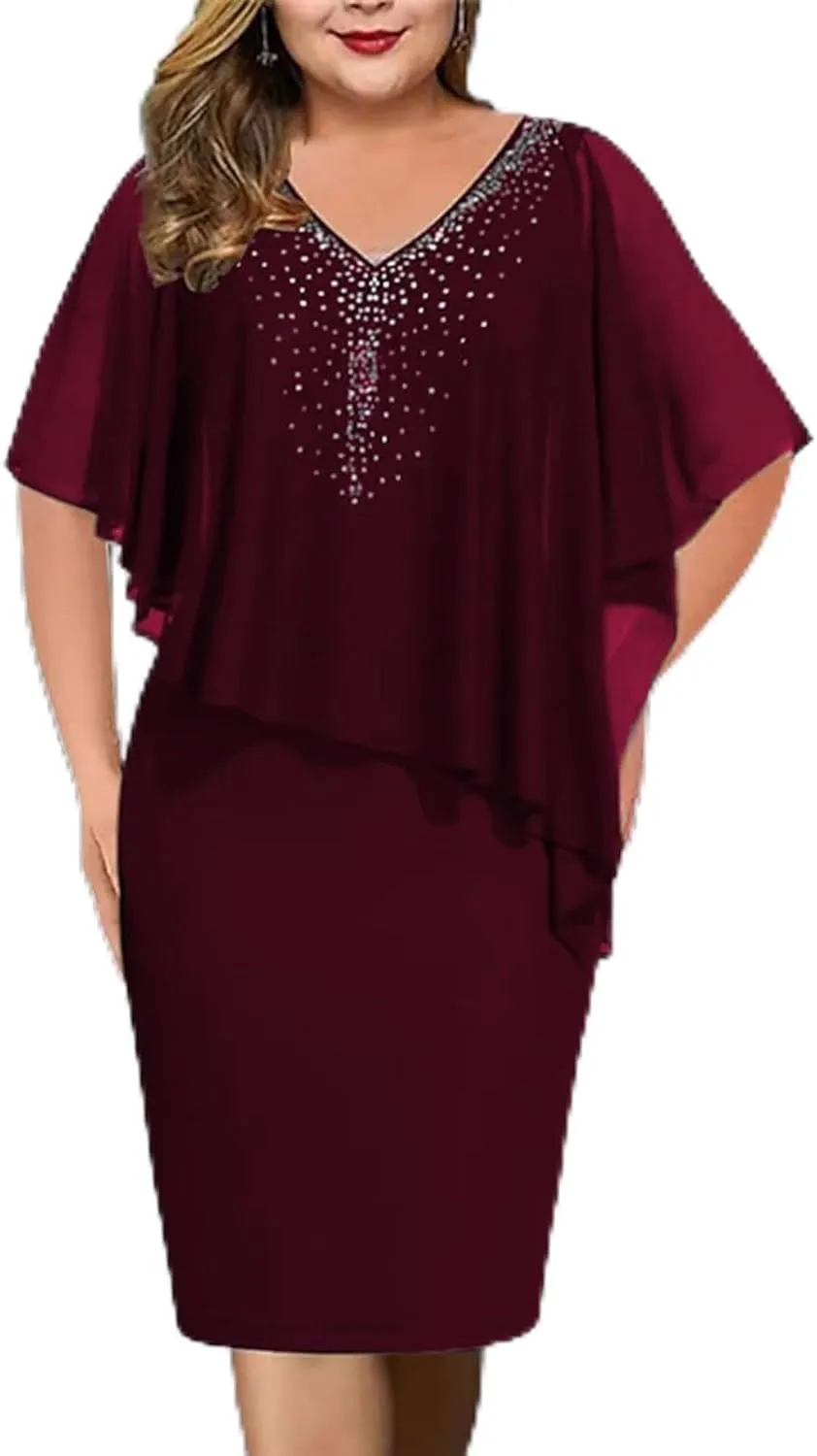 Women's V-Neck Dress Casual Sparkly Elegant Evening Cocktail Clothing Comfortable Loose Lightweight Outfits 2025