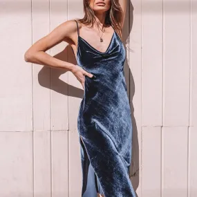 Women's Velvet Slim Backless Split Dress
