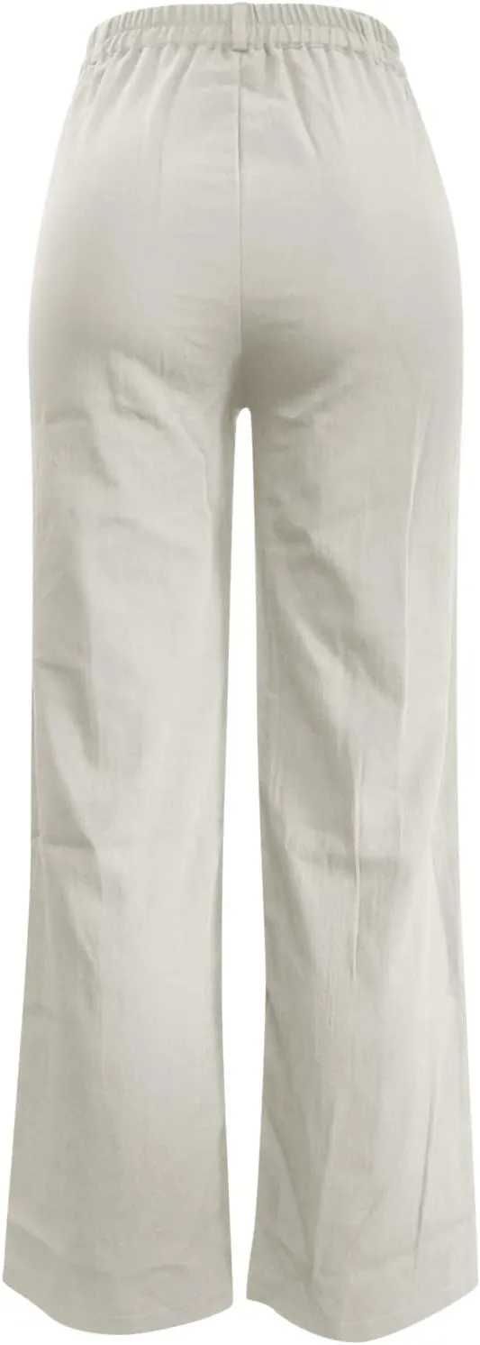Womens Wide Leg Pants High Waisted Loose Ankle Length Trousers Casual Straight Baggy Summer Pants for Women with