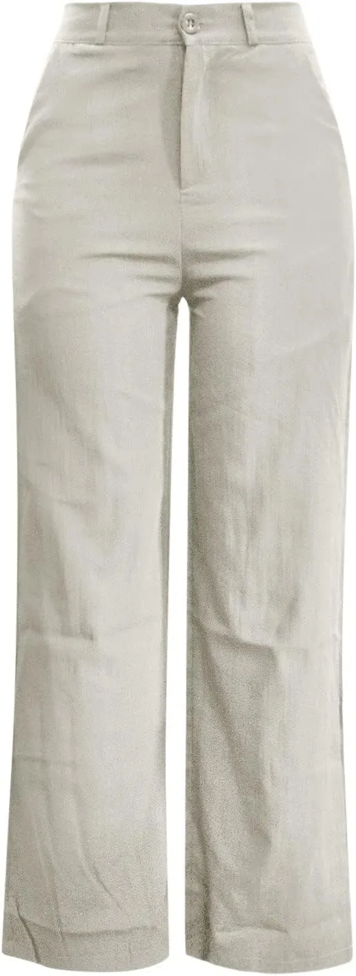 Womens Wide Leg Pants High Waisted Loose Ankle Length Trousers Casual Straight Baggy Summer Pants for Women with