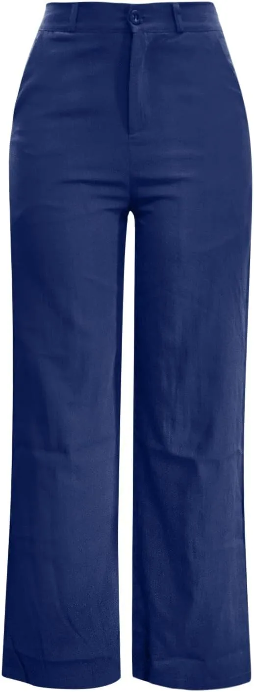 Womens Wide Leg Pants High Waisted Loose Ankle Length Trousers Casual Straight Baggy Summer Pants for Women with